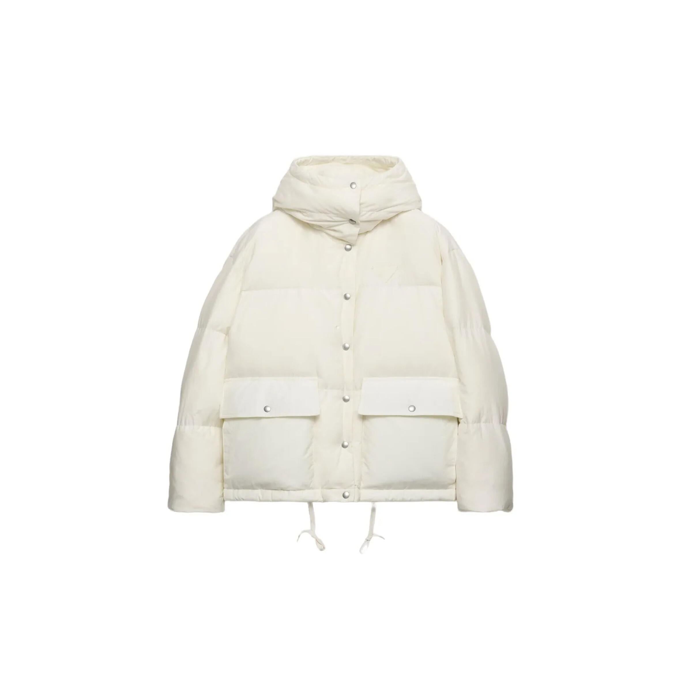 Pra*a medium-weight hooded soft fabric down jacket 292290